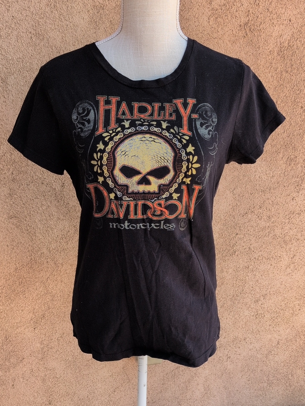 Harley Davidson Babydoll Skull Barnett El Paso Texas Y2K Top Streetwear Retro XL